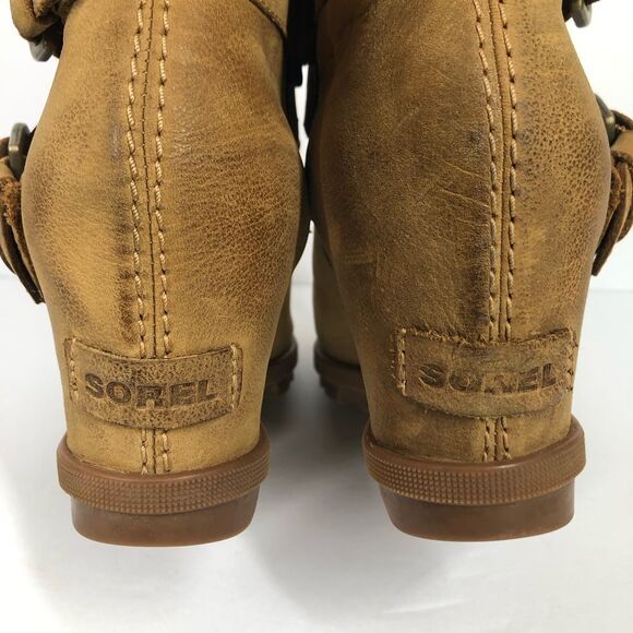 Sorel Joan Of Arctic II Elk Wedge Buckle Boot Booties Waterproof Leather 9.5 - Picture 7 of 11